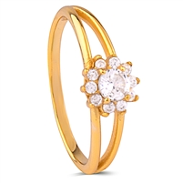 Sterling Silver Ring with White CZ Stones and Yellow Gold Plating