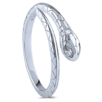 Sterling Silve Snake Ring with White CZ Eyes