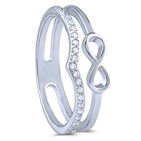 Sterling Silver Infinity Ring with White CZ