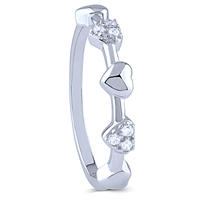 Sterling Silver Multi Heart Ring with Cubic Zirconia