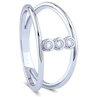 Sterling Silver Open Ring with 3 Bezel Set Cubic Zirconia