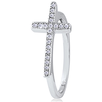 Silver Cross Ring with Cubic Zirconia