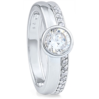 Silver Ring and Band with Cubic Zirconia