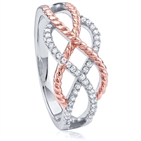 Silver Rose Gold Plated Ring with CZ