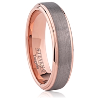 Tungsten Carbide Band with Rose Gold IP Plating - 6mm Wide