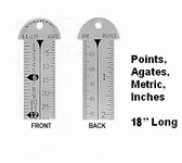 G44422 - Printer's 18" Line Gauge Pica Ruler/2-Sided - Stainless Steel/Point-Agate/Metric-Inch/Each