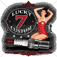 Vintage Old School Hot Rod Lucky 7 Custom T-shirt