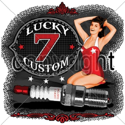 Vintage Old School Hot Rod Lucky 7 Custom T-shirt