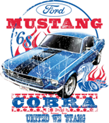 Ford '68 Mustang Cobra Jet Hot Rod T-shirt S-XXXL