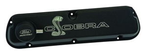 LASER ETCHED BLACK "COBRA" VALVE COVERS -- M-6582-LE302SBK