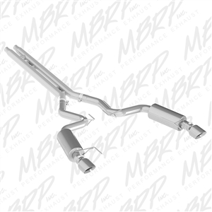 MBRP 2015-2015 Ford Mustang GT 5.0 - Convertible 3" Cat Back, Dual Split Rear, Street Version, 4.5" tips, T409  -- S7239409