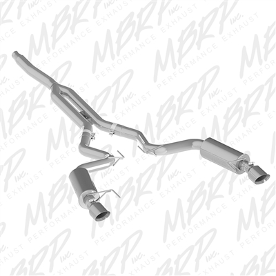 MBRP 2015 Ford Mustang 2.3L Ecoboost 3" Cat Back, Dual Split Rear, RACE VERSION, 4.5" tips, T409  -- S7275409
