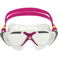 Aquasphere Vista Adult Swimming Goggles. (White/Raspberry/Clear Lens)