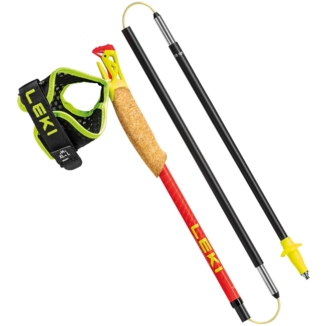 Leki Ultra Trail FX.One Superlite Trail Running Pole. (Bright Red-Neon Yellow-Natural Carbon)