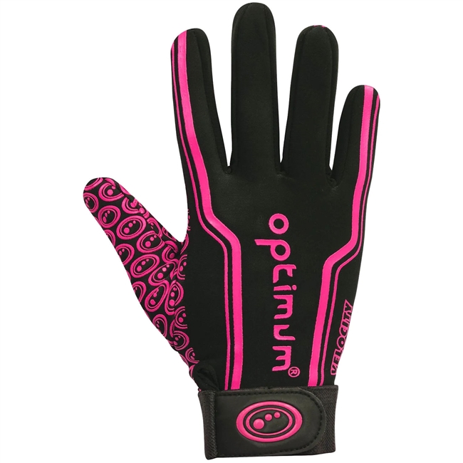 Optimum Velocity Thermal Rugby Gloves. (Black/Pink)
