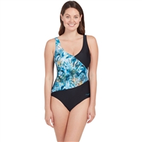 Zoggs Sea Dreamer Front Crossover V Back One Piece Swimsuit. (Sea&#160;Dreamer&#160;Print)