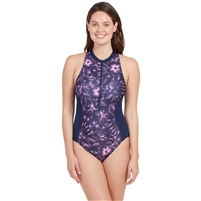 Zoggs Sunset Bloom Print Zip Front One Piece Swimsuit. (Sunset Bloom)