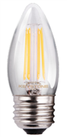 Keystone LED Filament B11 Lamp | 4W, E26 Base, 2700K or 3000K, Straight-Tip | KT-LED4FB11-E26-9xx-C