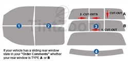 2016 GMC Sierra 3500 4 Door Crew Cab Window Tint Kit