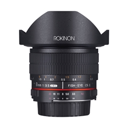 Rokinon HD8M-C 8mm f/3.5 HD Fisheye Lens with Removable Hood for Canon