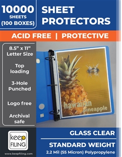 Crystal clear top load letter size sheet protectors. Total set of 10,000 sheet protectors