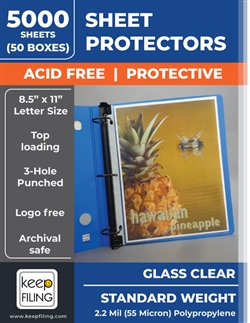 Set of 5,000 pieces of Crystal Clear Top Load Letter Size Sheet Protectors