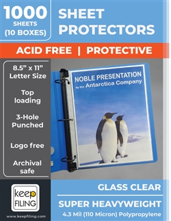 Super Heavyweight Glass Clear Sheet Protectors Set of 1,000 pieces (10 boxes)