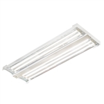 Columbia Lighting LLHV4-50H-WST-EDU-ELL14-CAWG 217W 4' VersaBay High Bay LED, 5000K, Wide Distribution Reflector, Solid Top (No Uplight), 0-10V Dimming, 120-277V, 1400 Lumens Emergency Battery Pack, Clear Acrylic Lens and Flat Wire Guard