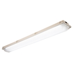 Columbia Lighting LXEM4-35HL-RFA-EDU 52W 4' LED Enclosed and Gasketed Fiberglass Extreme Environment, 3500K, 5800-6400 Lumens, Ribbed Frosted Acrylic Shielding, 0-10V Dimming, 120-277V, White Finish