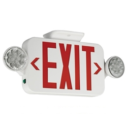 Compass Lighting CCG LED White Thermoplastic Combination Exit/Emergency Light, 120V-277V, Universal Single or Double-Face, Green Letters