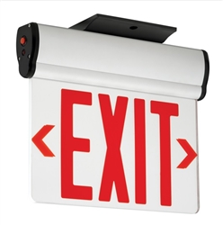 Compass Lighting CELS1RNE Edge-Lit LED Emergency Exit, 120V-277V, Surface Mount, Single Face, Red Letters, Brushed Aluminum with Battery