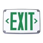 Compass Lighting CEWDGE Wet Location LED Emergency Exit, 120V-277V, Double-Face, End or Ceiling Mounted, Green Letters, with Battery