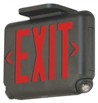 Dual-Lite EVCURBD Architectural LED Exit and Emergency Light, Universal Face, Red Letters, Black Finish, Damp Listed, No Self-Diagnostics
