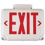 Dual-Lite EVCURWD4-0 Architectural LED Exit and Emergency Light, Universal Face, Red Letters, White Finish, 2 LED Remote Capacity, No Self-Diagnostics, No Lamp-Heads