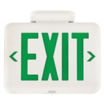 Dual-Lite EVEUGWE LED Exit Sign, Single/ Double Face, Green Letters, White Finish, Emergency Operation, No Self-Diagnostics