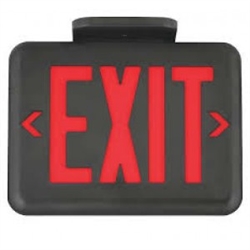 Dual-Lite EVEURB LED Exit Sign, Single/ Double Face, Red Letters, Black Finish, Standard Model, No Self-Diagnostics
