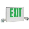 Dual-Lite HCXUGW Side Mount Designer LED Exit Sign and Emergency Light, Universal Face, Green Letters, White Finish, with 5W Halogen Lamps