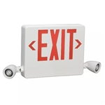 Dual Lite HCXURW-03LRC12 Side Mount Designer LED Exit Sign and Emergency Light, Universal Face, Red Letters, 3W LED Lamps with 17W Remote Capacity, White Finish