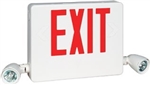Dual-Lite HCXURWRC12 Side Mount Designer LED Exit Sign and Emergency Light, Universal Face, Red Letters, White Finish, with 12W Remote Capacity, Lighting Heads Included