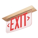 Dual-Lite LECSGDNAM-XK Ceiling Mounting Architectural Edge-Lit LED Exit Sign, 120/277V, Single Face, Green Letters, Double Arrows, Satin Aluminum Finish, AC Only, Mirror Plaque Background