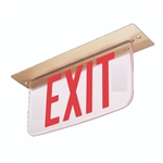 Dual Lite LECSRXNEI Ceiling Mount Architectural Edfe-Lit LED Exit Sign, 120/277V, Single Face, Red Letters, No Arrows, Satin Aluminum Finish, Emergency Operation, Spectron Self-Testing