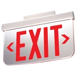 Dual Lite LESCDRCWA-8L Ceiling Mount Architectural Edge-Lit LED Exit Sign, Double Face, Red Letters, L/R Arrows, White Finish, AC Only, Audible/ Flasher Module
