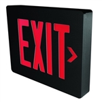 Dual-Lite LXURBE Low Profile Designer LED Exit Sign, Single/ Double Face, 120/277V, Red Letters, Black Finish, Emergency Operation, No Self-Diagnostics