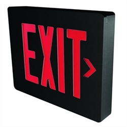 Dual-Lite LXURBE Low Profile Designer LED Exit Sign, Single/ Double Face, 120/277V, Red Letters, Black Finish, Emergency Operation, No Self-Diagnostics