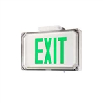 Dual-Lite SEWLDGW Harsh Environment Exit Sign, 120/277V, Double Face, Green Letters, White Finish, AC Only Operation