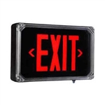 Dual-Lite SEWLDRBE Harsh Environment Exit Sign, 120/277V, Double Face, Red Letters, Black Finish, Emergency Operation