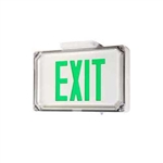 Dual-Lite SEWLSGWE Harsh Environment Exit Sign, 120/277V, Single Face, Green Letters, White Finish, Emergency Operation