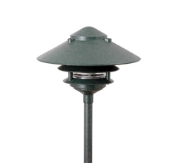 Focus Industries AL-03-3T103LED3HTX 12V 3W Omni LED Cast Aluminum 10" 2 Tier Pagoda Hat Area Light with 3" Base, Hunter Texture Finish