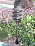 Focus Industries AL-03-4T103LED3CAM 12V 3W Omni LED Cast Aluminum 10" 4 Tier Pagoda Hat Area Light with 3" Base, Camel Tone Finish