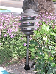 Focus Industries AL-03-4T103LED3CAM 12V 3W Omni LED Cast Aluminum 10" 4 Tier Pagoda Hat Area Light with 3" Base, Camel Tone Finish